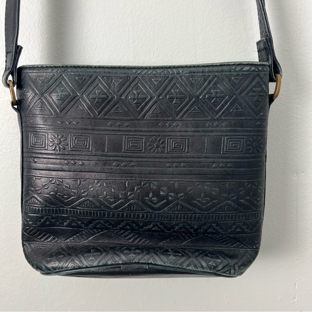 Vintage Tooled Leather Patterned Shoulder Bag